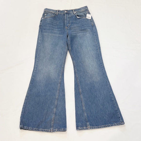 Free People New Dawn Jeans High Rise Flares Belgrade Blue New Size 29 - Picture 6 of 12